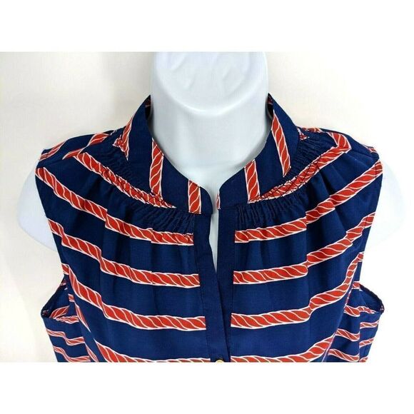 Macbeth Collection Americana Red White Blue Top Shirt Sleeveless V neck Nautical - Picture 3 of 10